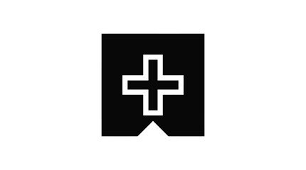 Fototapeta premium Minimalist medical flag icon featuring a bold cross shape symbol