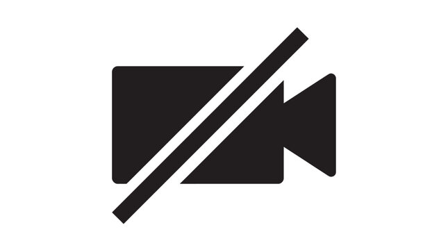 Simple vector illustration of a video camera with slash symbol