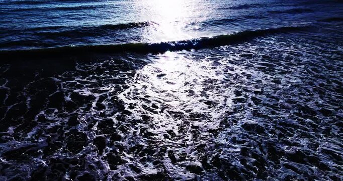 Aerial view Top down dark waves sea surface view nature ocean waves background