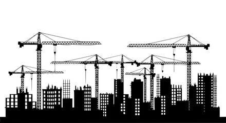city skyline with construction cranes © Arto