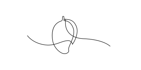 Obraz premium Mango fruit, minimalist continuous line drawing for tropical food and healthy eating concept