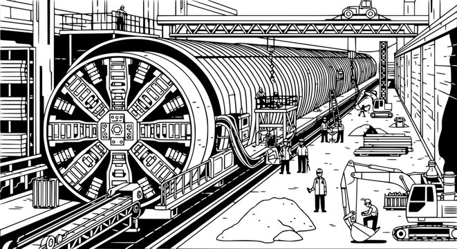 tunnel boring machine in industrial setting