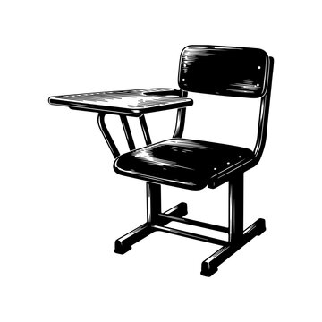 Vintage School Desk Chair with Writing Tablet.