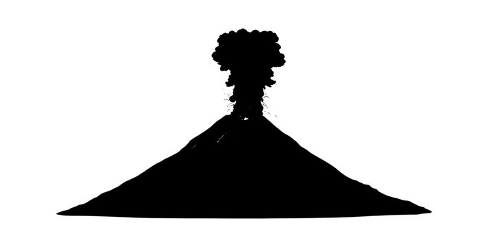Silhouette of a volcanic eruption with smoke and ash cloud vector art