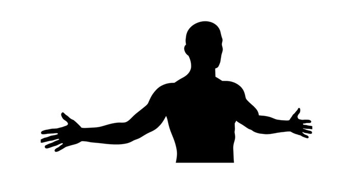 Silhouette of a man with arms outstretched vector art