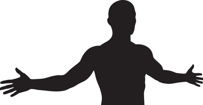 Silhouette of a man with arms outstretched vector art