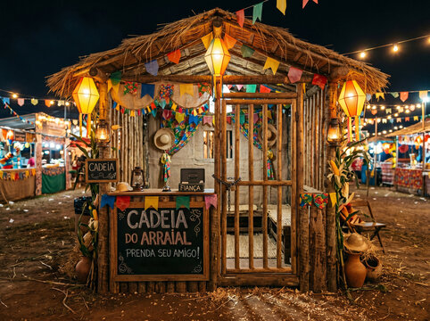 Rustic cadeia do arraial jail at festa junina