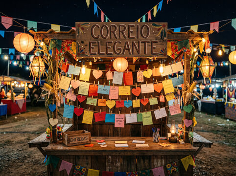 Correio elegante stand at brazilian festa junina
