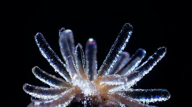 Blooming Abstract Liquid Crystal Coral Polyp in Pearlescent Rainbow Colors
