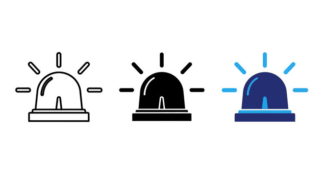 Emergency alert system icon depicting flashing lights for urgent notifications and safety warnings