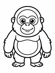 Fototapeta premium Cute Gorilla Coloring Page for Kids. EPS Editable. Vector Illustrations.
