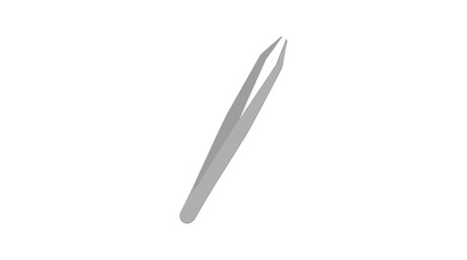 Obraz premium Silver Tweezers Tool Isolated on White Background Vector Illustration