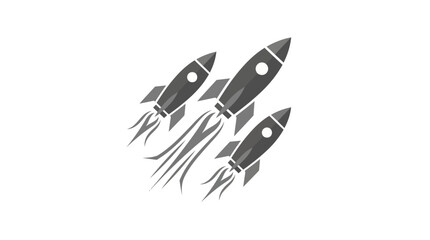 Obraz premium Triple Rocket Launch Icon Vector – Startup Growth, Business Success and Innovation Symbol