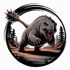 Tyrannosaurus Rex Dinosaur Roaring Fiercely. © Adi