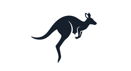 Black silhouette of a kangaroo jumping. © Abidzar