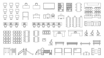 CAD Blocks and Floor Plan Elements Furniture, Equipment, and Playground Designs for Architectural Visualization © SD Creation