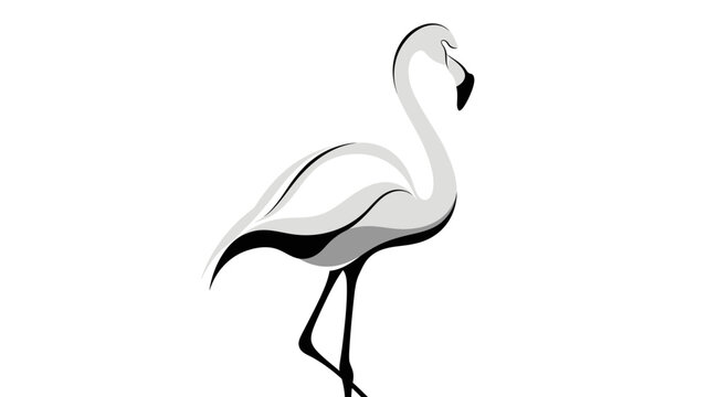 Flamingo Bird Standing Alone Profile View.