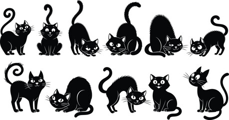 Obraz premium set of cats silhouettes