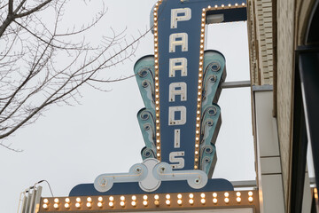 Naklejka premium Paradise Theatre (1937; 1006 Bloor St W), Art Deco neighborhood cinema designed by Benjamin Brown, operated as an adult film house named 
