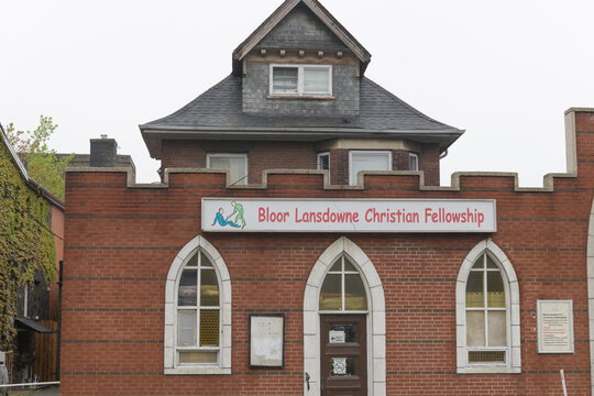 exterior building facade and sign of Bloor Lansdowne Christian Fellowship located at 1307 Bloor St W, Toronto