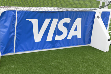 Naklejka premium banner at Nathan Phillips Square of VISA 