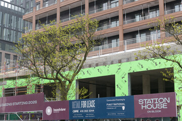 Naklejka premium construction of Station House condos at southwest corner of Bloor St W and Dufferin St, Toronto