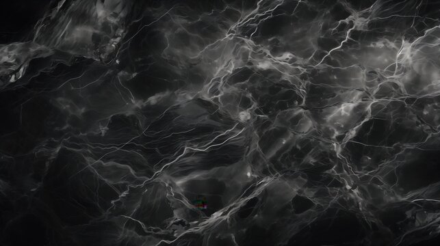 Luxury black marble texture background with abstract dark stone pattern and white vein surface. Elegant polished backdrop for modern design.