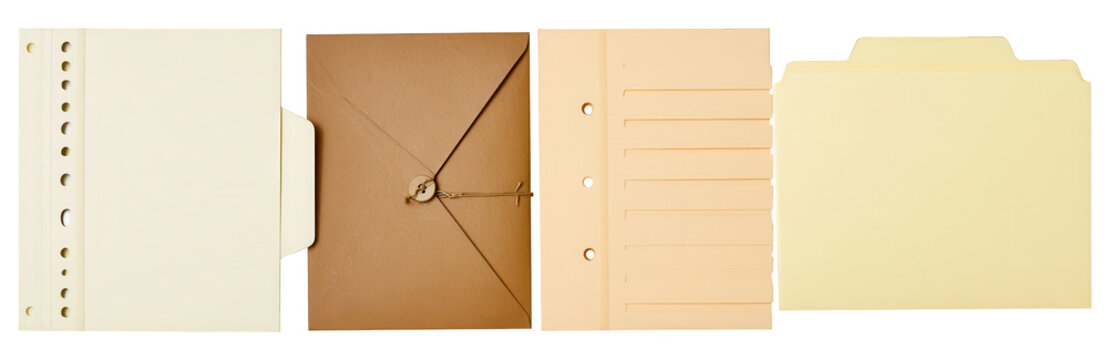 A collection of various file folders on transparent background