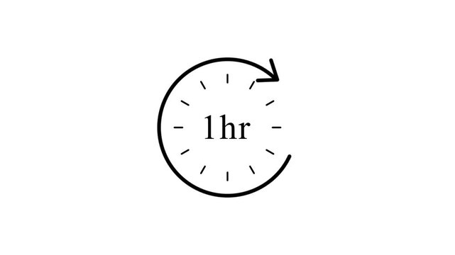 Analog clock with hour hand pointing to 1 o'clock isolated on white background