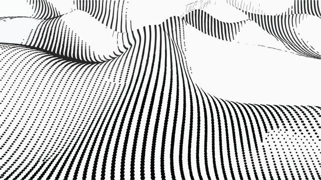 Dynamic Abstract Black and White Striped Geometric Wave Pattern