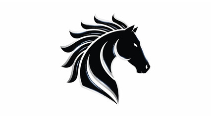 Black Horse Head Silhouette Illustration. © aice