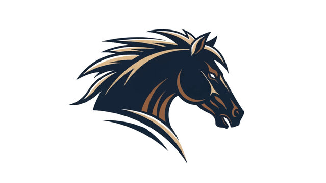Black Horse Head Logo Illustration Design.
