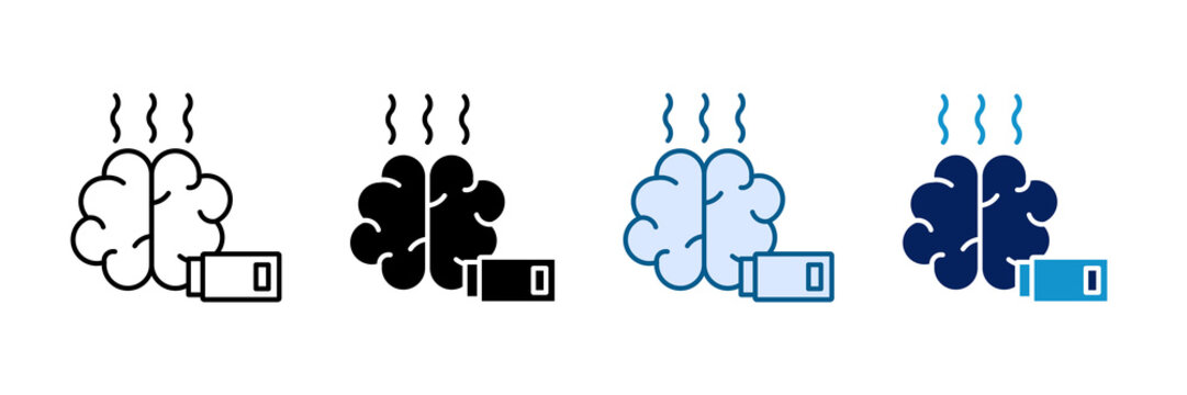 Mental Fatigue Icon Set Multiple Style Collection