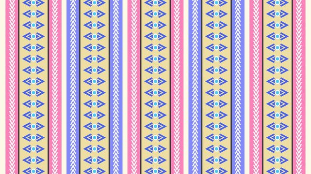 Seamless loop animation of a multicolor abstract pattern moving up and down smoothly on a solid pastel stripes layout background graphic element