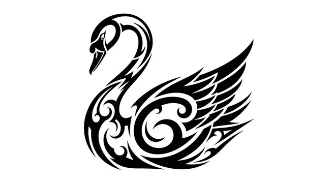 Black swan with tribal style wings.