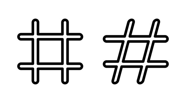 Hashtag icon set vector. hashtag sign and symbol