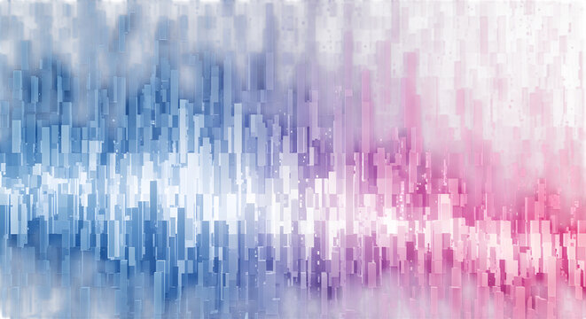 Abstract vertical rectangular blocks gradient blue to pink isolated on transparent background