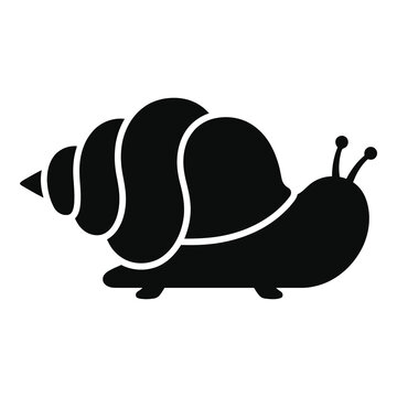 Black silhouette of a snail with shell and antennae on white background icon