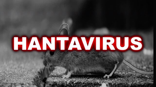 Hantavirus Disease Awareness Warning With A Field Mouse On A Dark Textured Surface In Monochrome