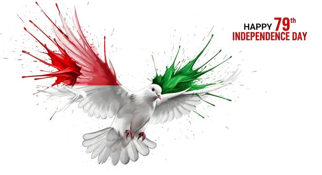 Italian independence day dove with flag paint splashes