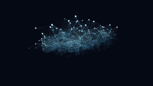 Abstract generative node network - seamless 4K loop. Glowing sphere nodes fire and connect in waves. AI, neural, synapse visualization for technology video.