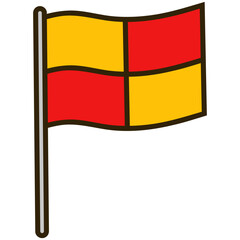 Red and Yellow Corner Flag Icon Vector Illustration © Farra