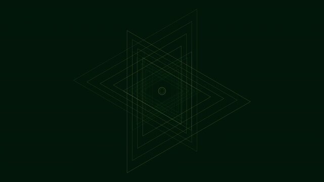 4K UHD seamless loop of a glowing emerald sri yantra sacred geometry pattern breathing in radial symmetry and slow mathematical perfection. Ideal hypnotic background for meditation, yoga studios