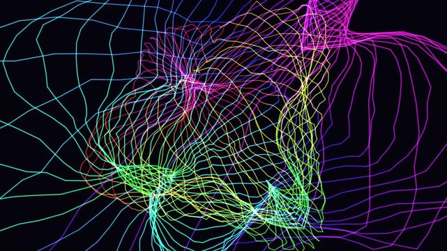 Seamless 4K loop of a glowing violet spherical harmonics morphing in a hypnotic abstract motion field with cinematic depth. Ideal for VJ sets, music videos, science and motion-graphics visuals