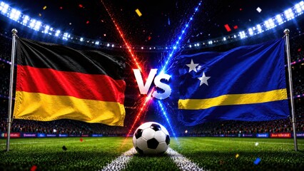 Fototapeta premium Germany vs curacao thrilling international soccer match stadium setting dynamic sports action high energy atmosphere fan engagement , 2026