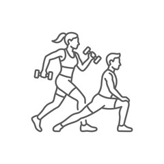 Fototapeta premium Man and woman training with dumbbells and lunges exercise.
