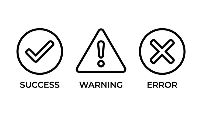 A graphic illustration of success, warning, and error symbols with icons.