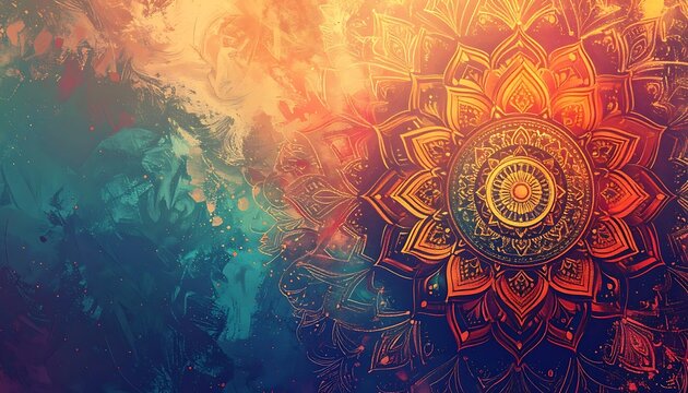 Vibrant abstract mandala design pattern art.
