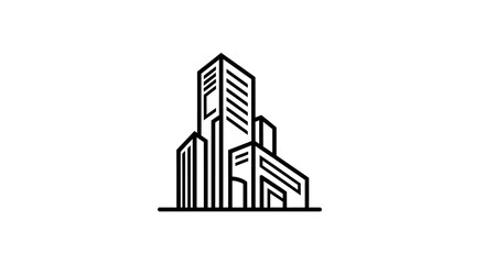 Naklejka premium Modern cityscape graphic architectural outline on isolated white background