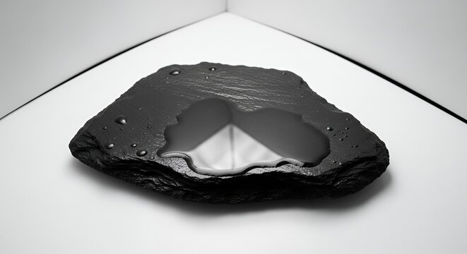 Obsidian Stone with Conchodial Fracture in Black and White.